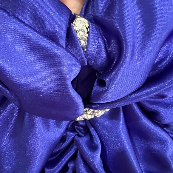 Ruched Cocktail Party Dress with Rhinestone Accents - Picture 5 of 10